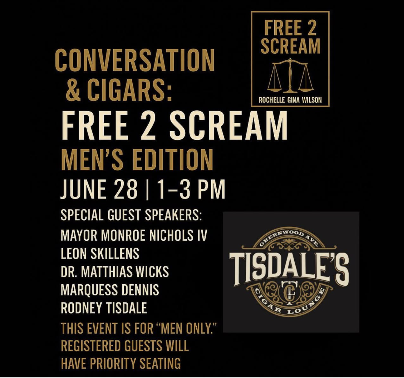 Conversation & Cigars: Free 2 Scream – Men’s Edition